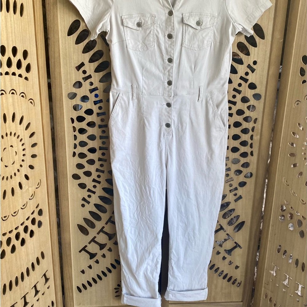 Celebrity Pink Button-Up light Khaki Jumpsuit